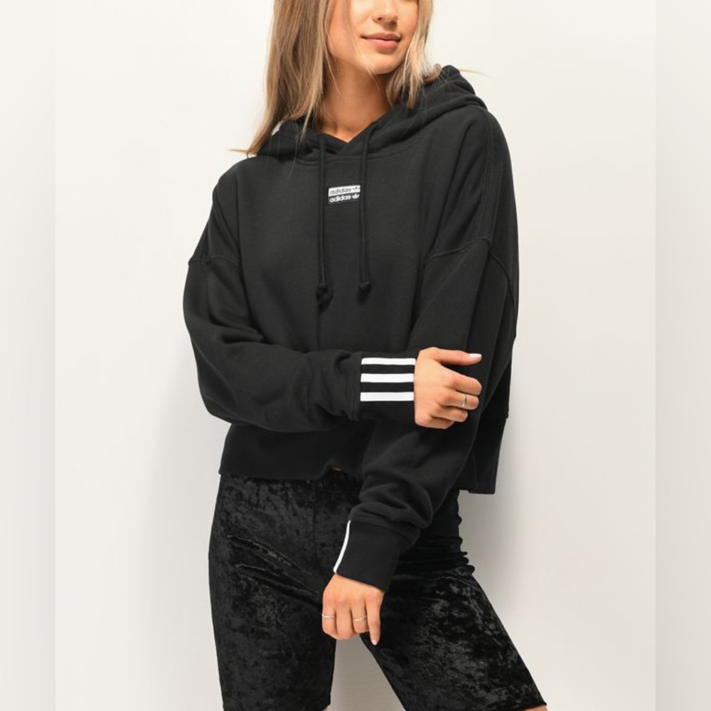 Adidas R.Y.V. Black Crop Hoodie Size Small